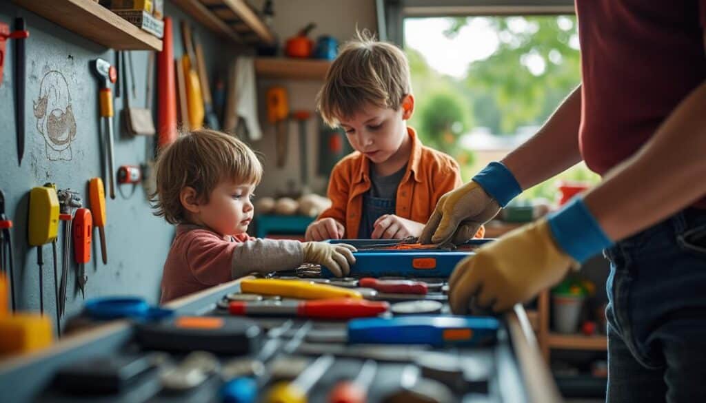 Sécuriser un établi d’outillage à la maison pour les enfants